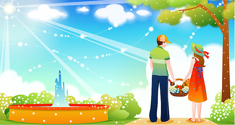 EPS 주간 나무 구름 커플 사계절 계절 공원 공공시설 여자 남자 한쌍 데이트 일러스트 자연 하늘 사랑 사람 풍경 야외 두명 여름 햇빛 소풍 바구니 분수대 도시락 국내일러스트 자연요소 식물 감정 음식 관계 태양 야외활동 시설 생태계 파일형식 벡터