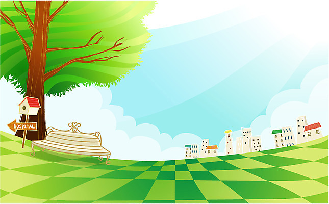 EPS 주간 나무 구름 공원 공공시설 백그라운드 벤치 일러스트 하늘 한그루 풍경 빌딩 초원 사람없음 야외 건물 마을 표지판 국내일러스트 자연요소 식물 1 건축물 의자 알림판 시설 파일형식 벡터