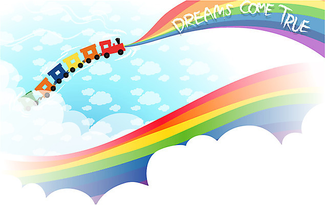 EPS 주간 자연요소 구름 백그라운드 무지개 일러스트 자연 하늘 사람없음 야외 기차 국내일러스트 육상교통 대중교통 생태계 파일형식 벡터