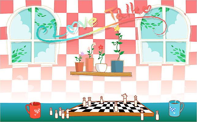EPS 주간 화분 커피 생활용품 백그라운드 일러스트 창문 실내 사람없음 인테리어 놀이용품 머그컵 게임 체스 국내일러스트 자연요소 디자인 음료 놀이 내부 컵 오브젝트 파일형식 벡터