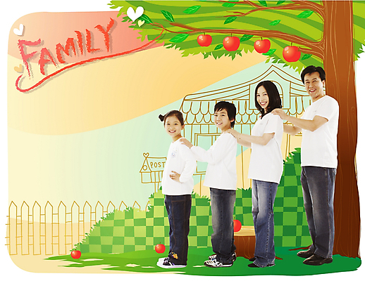 PSD 편집이미지 여자 남자 행복 아들 40대 패턴 가족 엄마 사랑 사람 여러명 야외 10대 화목 아빠 디지털합성 사과나무 이미지편집 나무 감정 중년 다수 컨셉 무늬 관계 청소년 사과 파일형식