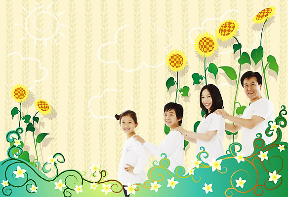 PSD 편집이미지 여자 남자 딸 행복 아들 어린이 40대 패턴 가족 엄마 해바라기 사람 여러명 10대 아빠 디지털합성 이미지편집 꽃 감정 중년 다수 무늬 관계 청소년 파일형식