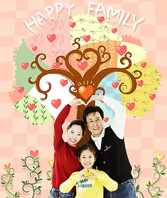 PSD 나무 편집이미지 여자 남자 딸 행복 어린이 40대 가족 상상 엄마 사람 소녀 10대 세명 화목 하트 아빠 디지털합성 세식구 이미지편집 모양 식물 감정 중년 컨셉 관계 청소년 파일형식