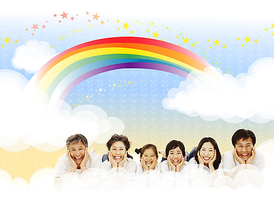 PSD 구름 편집이미지 여자 할아버지 남자 딸 행복 별 아들 할머니 무지개 가족 상상 엄마 대가족 웃음 사람 여러명 화목 아빠 디지털합성 노인만 성인만 이미지편집 자연요소 노년 감정 다수 컨셉 관계 표정 파일형식