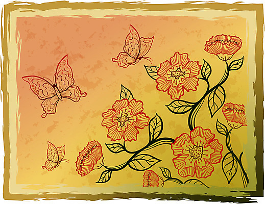 EPS 동물 문양 꽃 나비 곤충 백그라운드 무늬 꽃무늬 패턴 일러스트 사람없음 식물패턴 국내일러스트 식물 파일형식 벡터