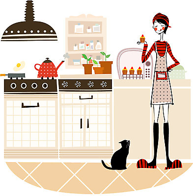 EPS 라이프스타일 웰빙 여자 가사 일러스트 주전자 실내 요리 한명 사람 20대 성인 30대 반려동물 주방 고양이 프라이팬 오븐 싱크대 제빵 머핀 미시라이프 미시즈 미즈 미즈라이프 여자만 여자한명만 성인여자만 성인만 국내일러스트 동물 1 빵 포유류 주방용품 청년 내부 생활 장년 제과제빵 가전제품 개수대 파일형식 벡터
