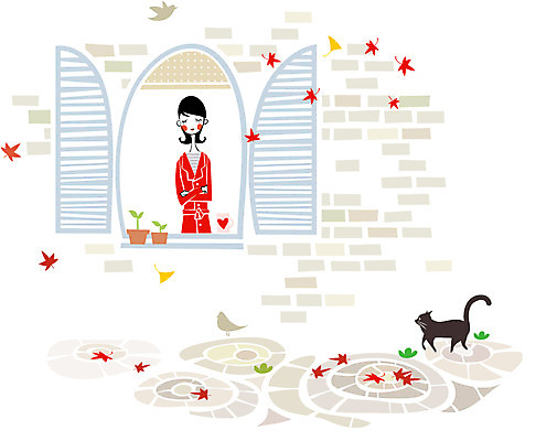 EPS 라이프스타일 웰빙 계절 여자 낙엽 일러스트 창문 휴식 벽돌 한명 사람 20대 성인 취미 라이프 30대 고양이 가을 미시라이프 미시즈 미즈 미즈라이프 여자만 여자한명만 성인여자만 성인만 국내일러스트 1 컨셉 잎 포유류 청년 생활 장년 반려동물 파일형식 벡터