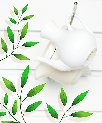 PSD 편집이미지 문양 식기 생활용품 백그라운드 무늬 패턴 주전자 나뭇잎 사람없음 디지털합성 이미지편집 잎 주방용품 오브젝트 파일형식