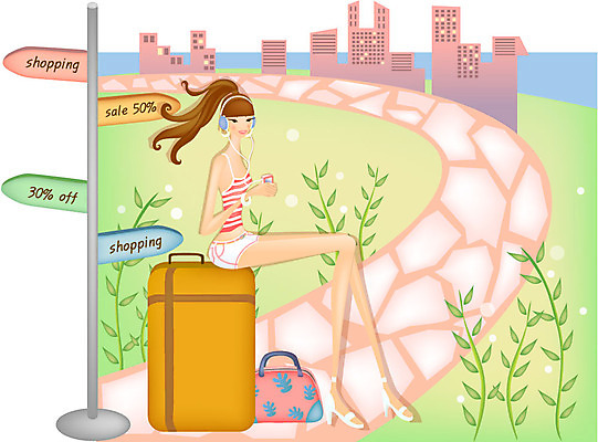 EPS 주간 모델 우먼라이프 라이프스타일 여자 패션 길 여행 일러스트 휴가 한명 사람 빌딩 20대 성인 야외 건물 여름휴가 바캉스 쇼핑 여행가방 표지판 풀 MP3 여자만 여자한명만 성인여자만 청년만 청년여자만 성인한명만 청년여자한명만 성인여자한명만 성인만 국내일러스트 자연요소 식물 1 건축물 가방 알림판 청년 생활 전자제품 파일형식 벡터 여름_계절