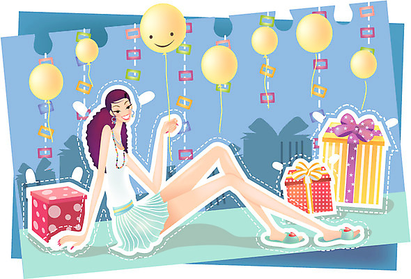 EPS 모델 우먼라이프 라이프스타일 여자 패션 일러스트 선물 한명 사람 이벤트 20대 성인 선물상자 쇼핑 상자 풍선 비즈발 여자만 여자한명만 성인여자만 청년만 청년여자만 성인한명만 청년여자한명만 성인여자한명만 성인만 국내일러스트 1 청년 생활 파일형식 벡터