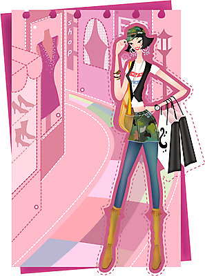 EPS 모델 우먼라이프 라이프스타일 여자 패션 길 일러스트 한명 사람 20대 성인 야외 여름 쇼핑 쇼핑백 상점 쇼윈도 쇼핑거리 여자만 여자한명만 성인여자만 청년만 청년여자만 성인한명만 청년여자한명만 성인여자한명만 성인만 국내일러스트 1 계절 가방 거리 청년 생활 전시 파일형식 벡터