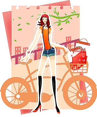 EPS 모델 우먼라이프 라이프스타일 여자 패션 일러스트 나뭇잎 한명 사람 20대 성인 야외 건물 여름 쇼핑 쇼핑백 자전거 여자만 여자한명만 성인여자만 청년만 청년여자만 성인한명만 청년여자한명만 성인여자한명만 성인만 국내일러스트 1 건축물 계절 잎 가방 청년 생활 바이크 파일형식 벡터