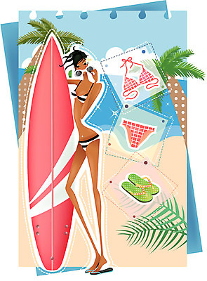 EPS 주간 구름 모델 우먼라이프 라이프스타일 여자 패션 수영복 바다 일러스트 휴가 한명 사람 20대 성인 해변 야외 여름 여름휴가 바캉스 쇼핑 비키니 선글라스 야자수 서핑보드 샌들 대서 여자만 여자한명만 성인여자만 청년만 청년여자만 성인한명만 청년여자한명만 성인여자한명만 성인만 국내일러스트 자연요소 나무 1 옷 계절 안경 신발 청년 생활 보드_스포츠 절기 파일형식 벡터 여름_계절