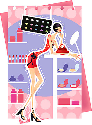 EPS 모델 우먼라이프 라이프스타일 여자 패션 가방 일러스트 실내 한명 사람 20대 성인 쇼핑 뷰티 화장품 립스틱 파우더 아이섀도 여자만 여자한명만 성인여자만 청년만 청년여자만 성인한명만 청년여자한명만 성인여자한명만 성인만 국내일러스트 1 잡화 청년 내부 생활 파일형식 벡터