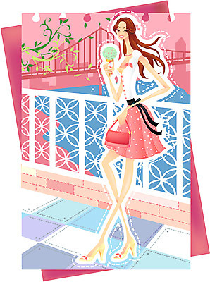 EPS 모델 우먼라이프 라이프스타일 여자 패션 일러스트 아이스크림 거리 한명 사람 20대 성인 야외 여름 쇼핑 핸드백 육교 가교 여자만 여자한명만 성인여자만 청년만 청년여자만 성인한명만 청년여자한명만 성인여자한명만 성인만 국내일러스트 1 건축물 계절 가방 디저트 청년 생활 다리_건축물 파일형식 벡터