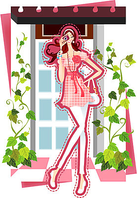 EPS 모델 우먼라이프 라이프스타일 여자 패션 일러스트 한명 사람 20대 성인 야외 여름 쇼핑 카메라 디지털카메라 덩굴 현관문 여자만 여자한명만 성인여자만 청년만 청년여자만 성인한명만 청년여자한명만 성인여자한명만 성인만 국내일러스트 식물 1 계절 청년 생활 전자제품 문 파일형식 벡터