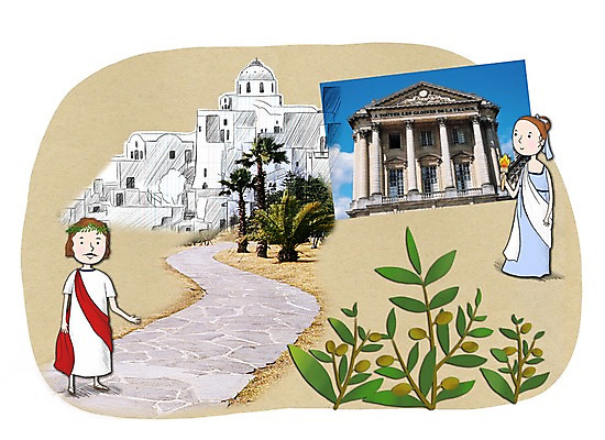 주간 PSD 여자 남자 길 여행 일러스트 휴가 사람 야외 두명 전통의상 그리스 콜라주 산토리니 파르테논신전 올리브나무 국내일러스트 자연요소 나무 전통 유럽 신전 파일형식