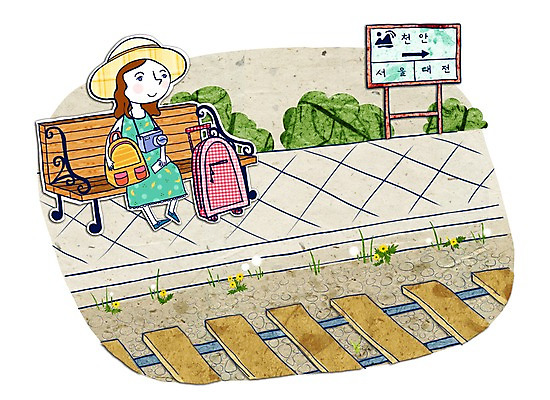 주간 PSD 여자 길 여행 벤치 의자 일러스트 교통시설 휴가 한명 사람 20대 성인 야외 여행가방 기찻길 들꽃 콜라주 여자만 여자한명만 성인여자만 청년만 청년여자만 성인한명만 청년여자한명만 성인여자한명만 성인만 철도의날 국내일러스트 자연요소 1 꽃 가구 교통 가방 청년 시설 파일형식 법정기념일