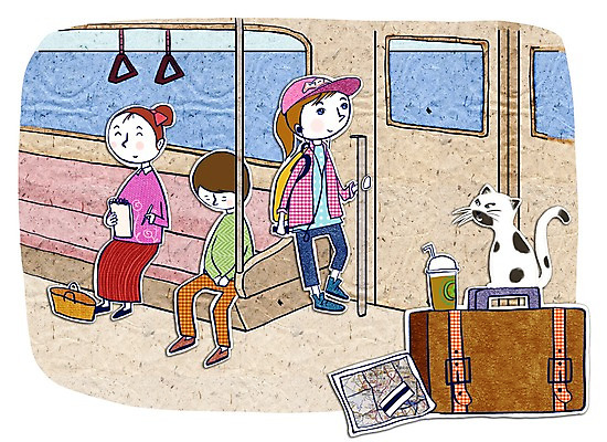 PSD 여자 남자 커피 여행 지도 일러스트 휴가 실내 사람 여러명 여행가방 고양이 콜라주 교통카드 국내일러스트 음료 다수 가방 포유류 내부 반려동물 신용카드 파일형식