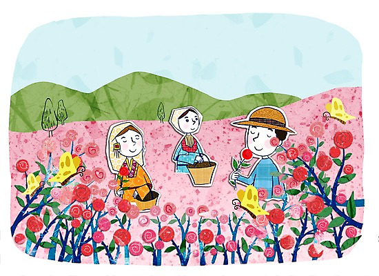 주간 PSD 여자 남자 꽃 여행 일러스트 휴가 사람 야외 세명 장미 수확 콜라주 장미축제 국내일러스트 자연요소 식물 농업 꽃축제 파일형식