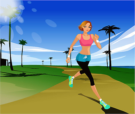 EPS 주간 웰빙 여자 길 일러스트 하늘 건강 한명 사람 20대 성인 야외 빛 달리기 조깅 운동 헬스 열대나무 여자만 여자한명만 성인여자만 청년만 청년여자만 성인한명만 청년여자한명만 성인여자한명만 성인만 국내일러스트 자연요소 나무 1 모션 청년 파일형식 벡터