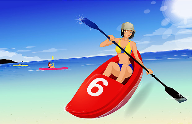 EPS 주간 웰빙 계절 여자 스포츠 바다 일러스트 하늘 레저 한명 사람 성인 해변 야외 여름 빛 운동 수상스포츠 6 노 카누 선박 여자만 여자한명만 성인여자만 성인만 국내일러스트 자연요소 1 수상교통 건강 숫자 파일형식 벡터