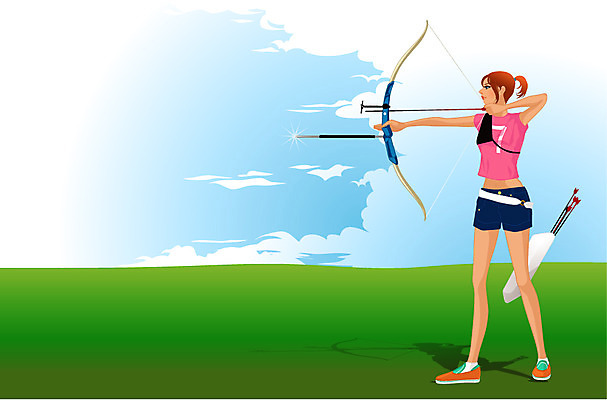 EPS 주간 웰빙 여자 스포츠 올림픽 일러스트 하계올림픽 하늘 레저 화살 한명 사람 20대 성인 야외 운동 활 양궁 조준 여자만 여자한명만 성인여자만 청년만 청년여자만 성인한명만 청년여자한명만 성인여자한명만 성인만 국내일러스트 자연요소 1 건강 청년 파일형식 벡터