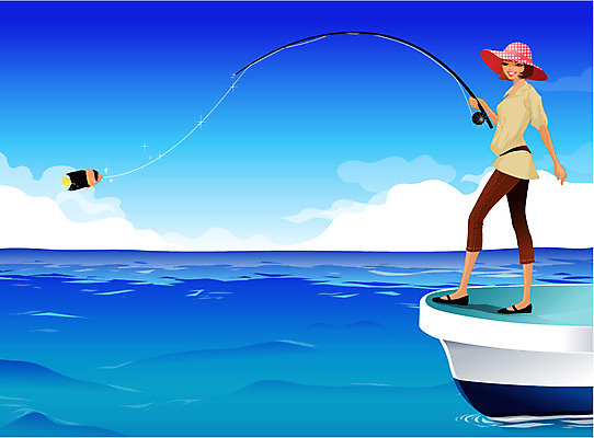 EPS 주간 한마리 웰빙 계절 여자 스포츠 바다 일러스트 레저 낚시 어류 한명 사람 20대 성인 야외 여름 레포츠 어선 낚싯대 여자만 여자한명만 성인여자만 청년만 청년여자만 성인한명만 청년여자한명만 성인여자한명만 성인만 국내일러스트 자연요소 1 배_교통 청년 수중동물 낚시용품 파일형식 벡터