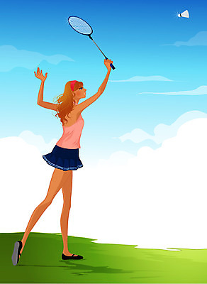 EPS 주간 웰빙 여자 일러스트 레저 한명 사람 잔디 20대 성인 야외 레포츠 운동 배드민턴라켓 셔틀콕 배드민턴 여자만 여자한명만 성인여자만 청년만 청년여자만 성인한명만 청년여자한명만 성인여자한명만 성인만 국내일러스트 자연요소 식물 1 스포츠용품 건강 청년 구기 라켓 파일형식 벡터