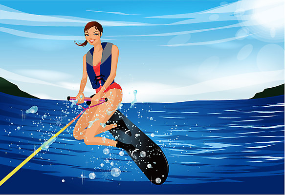 EPS 주간 웰빙 계절 여자 바다 일러스트 레저 한명 사람 20대 성인 야외 여름 레포츠 빛 물방울 수상스포츠 구명조끼 수상스키 여자만 여자한명만 성인여자만 청년만 청년여자만 성인한명만 청년여자한명만 성인여자한명만 성인만 국내일러스트 자연요소 1 스포츠 청년 구조용품 파일형식 벡터