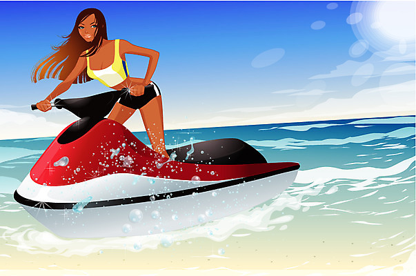 EPS 주간 계절 여자 파도 바다 일러스트 하늘 레저 한명 사람 20대 성인 해변 야외 여름 레포츠 빛 수상스포츠 보트 제트스키 여자만 여자한명만 성인여자만 청년만 청년여자만 성인한명만 청년여자한명만 성인여자한명만 성인만 국내일러스트 자연요소 1 스포츠 배_교통 청년 파일형식 벡터