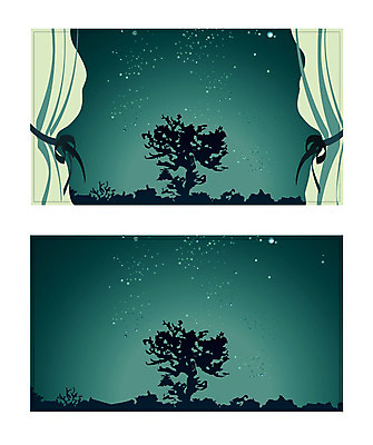 나무 식물 템플릿 배너템플릿 건축 별 명함 밤하늘 명함템플릿 미니배너 부동산 커튼 창밖 이미지템플릿 자연요소 배너 창문 하늘 재산 야간 미니