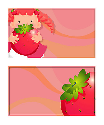 템플릿 배너템플릿 여자 어린이 분홍색 과일 명함 딸기 명함템플릿 미니배너 한명 사람 어린이만 이미지템플릿 1 배너 컬러 미니