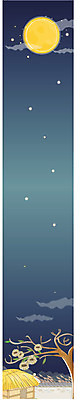 자연요소 나무 템플릿 배너템플릿 사계절 계절 별 세로배너 밤하늘 초가집 달 이미지템플릿 식물 배너 하늘 한옥 세로 야간