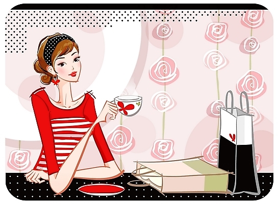 EPS 우먼라이프 여자 패션 패턴 일러스트 탁자 실내 한명 사람 상반신 20대 성인 쇼핑 쇼핑백 카페 커피잔 비즈발 장미문양 상업시설 여자만 여자한명만 성인여자만 청년만 청년여자만 성인한명만 청년여자한명만 성인여자한명만 성인만 국내일러스트 1 문양 라이프스타일 커피 가구 무늬 가방 잔 청년 내부 상점 시설 상업 파일형식 벡터