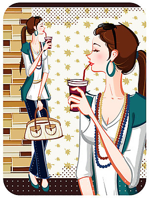 EPS 우먼라이프 여자 패션 커피 벽 패턴 가방 일러스트 휴식 한명 사람 20대 성인 쇼핑 유행 여자만 여자한명만 성인여자만 청년만 청년여자만 성인한명만 청년여자한명만 성인여자한명만 성인만 국내일러스트 1 라이프스타일 잡화 음료 컨셉 무늬 청년 파일형식 벡터