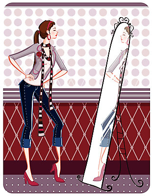 EPS 우먼라이프 여자 패션 패턴 일러스트 실내 한명 사람 20대 성인 쇼핑 유행 거울 전신거울 여자만 여자한명만 성인여자만 청년만 청년여자만 성인한명만 청년여자한명만 성인여자한명만 성인만 국내일러스트 1 라이프스타일 무늬 청년 내부 파일형식 벡터