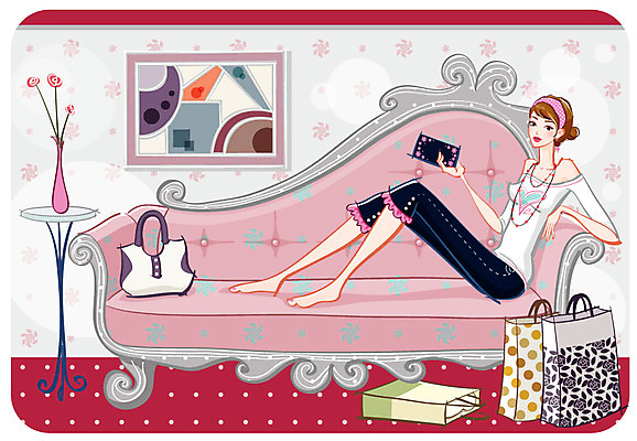 EPS 우먼라이프 여자 패션 거실 패턴 가방 일러스트 실내 한명 사람 20대 성인 쇼핑 소파 쇼핑백 유행 지갑 그림 여자만 여자한명만 성인여자만 청년만 청년여자만 성인한명만 청년여자한명만 성인여자한명만 성인만 국내일러스트 1 라이프스타일 잡화 무늬 의자 청년 내부 파일형식 벡터