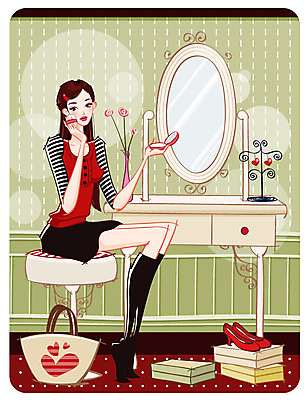 EPS 우먼라이프 잡화 여자 패션 신발 패턴 의자 가방 일러스트 실내 한명 사람 20대 성인 쇼핑 화장 유행 꽃병 귀걸이 화장품 화장대 여자만 여자한명만 성인여자만 청년만 청년여자만 성인한명만 청년여자한명만 성인여자한명만 성인만 국내일러스트 1 라이프스타일 꽃 가구 무늬 장신구 청년 내부 뷰티 파일형식 벡터