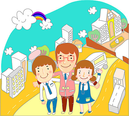 EPS 구름 여자 교육 남자 초등학생 일러스트 자동차 사람 건물 10대 세명 스쿨라이프 교사 십대만 국내일러스트 자연요소 직업 학생 라이프스타일 건축물 육상교통 학교 청소년 파일형식 벡터