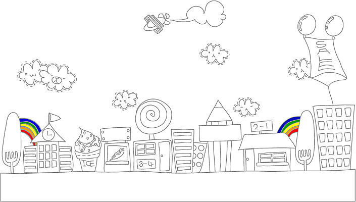 EPS 구름 교육 초등학생 백그라운드 무지개 일러스트 학교 풍경 사람없음 스쿨라이프 마을 어린이만 국내일러스트 자연요소 학생 라이프스타일 사람 파일형식 벡터