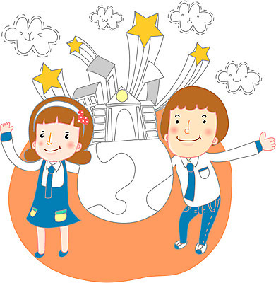 EPS 여자 교육 남자 교복 별 초등학생 일러스트 학교 사람 두명 10대 친구 스쿨라이프 십대만 국내일러스트 자연요소 학생 라이프스타일 옷 관계 청소년 파일형식 벡터