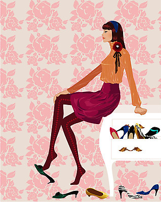 EPS 우먼라이프 계절 여자 패션 구두 일러스트 실내 한명 사람 20대 성인 쇼핑 상점 가을 도시 서랍장 여자만 여자한명만 성인여자만 청년만 청년여자만 성인한명만 청년여자한명만 성인여자한명만 성인만 국내일러스트 1 라이프스타일 가구 신발 청년 내부 파일형식 벡터