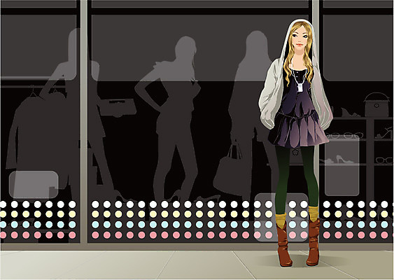 EPS 우먼라이프 계절 여자 패션 일러스트 거리 그림자 한명 사람 20대 성인 쇼핑 상점 가을 쇼윈도 여자만 여자한명만 성인여자만 청년만 청년여자만 성인한명만 청년여자한명만 성인여자한명만 성인만 국내일러스트 1 라이프스타일 청년 전시 파일형식 벡터