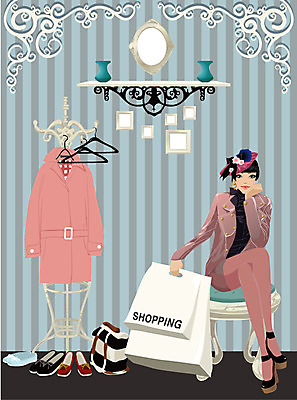 EPS 우먼라이프 계절 여자 패션 일러스트 실내 한명 사람 20대 성인 쇼핑 쇼핑백 상점 가을 옷걸이 샹들리에 여자만 여자한명만 성인여자만 청년만 청년여자만 성인한명만 청년여자한명만 성인여자한명만 성인만 국내일러스트 1 라이프스타일 가방 조명 청년 내부 파일형식 벡터