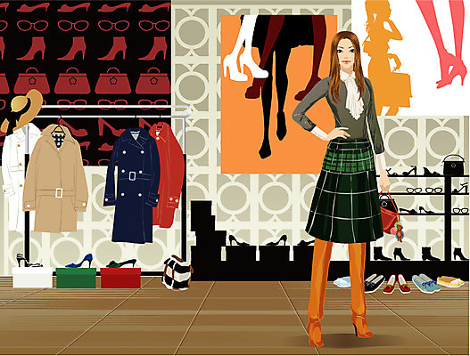 EPS 우먼라이프 옷 계절 여자 패션 구두 일러스트 실내 한명 사람 20대 성인 쇼핑 상점 가을 도시 여자만 여자한명만 성인여자만 청년만 청년여자만 성인한명만 청년여자한명만 성인여자한명만 성인만 국내일러스트 1 라이프스타일 신발 청년 내부 파일형식 벡터