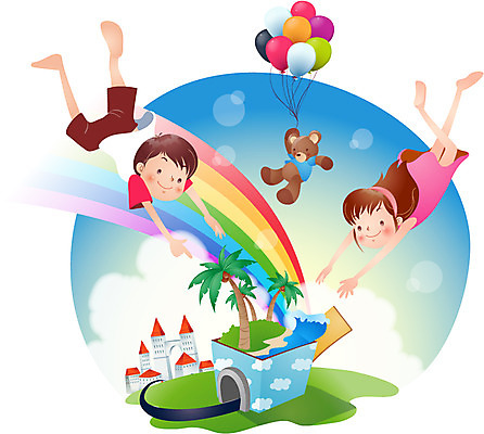 EPS 주간 계절 여자 어린이교육 교육 남자 초등학생 어린이 무지개 일러스트 상상 방학 여름방학 사람 소녀 소년 야외 두명 10대 여름 친구 야자수 곰인형 성 풍선 십대만 국내일러스트 자연요소 나무 학생 건축물 인형 관계 청소년 휴가 파일형식 벡터 여름_계절