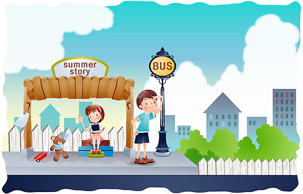 EPS 주간 계절 여자 어린이교육 교육 남자 초등학생 어린이 여행 일러스트 교통시설 방학 여름방학 사람 소녀 소년 야외 두명 건물 10대 여름 친구 울타리 곰인형 역 버스정류장 십대만 국내일러스트 자연요소 학생 건축물 인형 교통 관계 청소년 휴가 담장 시설 파일형식 벡터 여름_계절