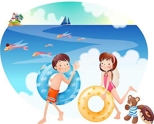 EPS 주간 계절 여자 어린이교육 교육 남자 수영복 초등학생 어린이 바다 섬 일러스트 상상 방학 여름방학 사람 소녀 소년 야외 두명 10대 여름 친구 곰인형 성 튜브 날치 십대만 국내일러스트 자연요소 학생 건축물 옷 인형 관계 청소년 휴가 어류 파일형식 벡터 여름_계절