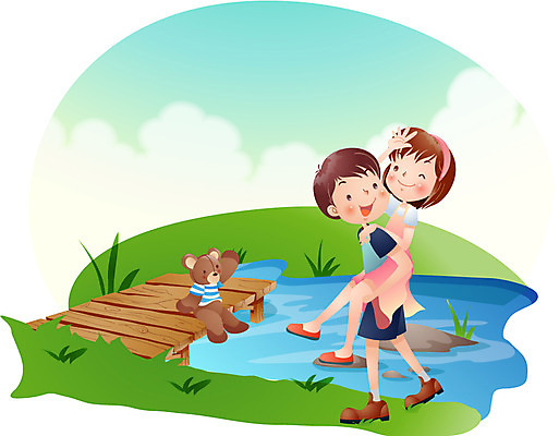 EPS 주간 계절 여자 어린이교육 교육 남자 호수 초등학생 어린이 일러스트 방학 여름방학 사람 소녀 소년 야외 두명 10대 여름 친구 곰인형 업어주기 십대만 국내일러스트 자연요소 학생 인형 관계 청소년 휴가 파일형식 벡터 여름_계절